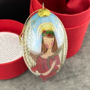 2007 Li Bien Glass Ornament Angel Tear Drop Hand Painted with Red Box Holidays
